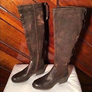 Born dark brown distressed over the knee boots 7.5